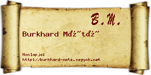 Burkhard Máté névjegykártya